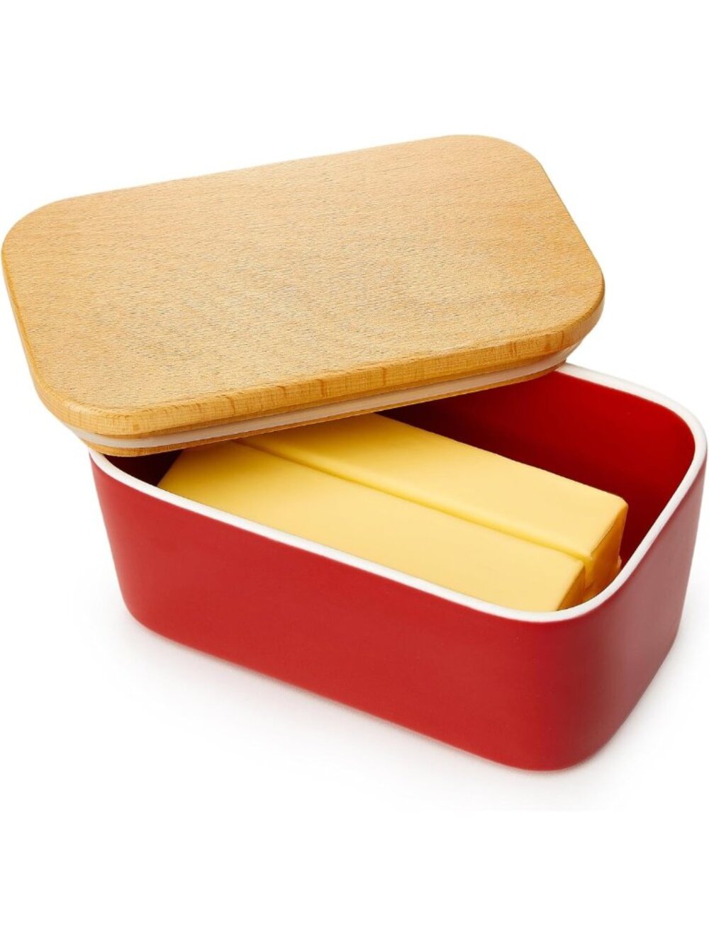 Airtight Large Butter Dish with Lid - Holds 2 Sticks, Porcelain Kitchen Decor